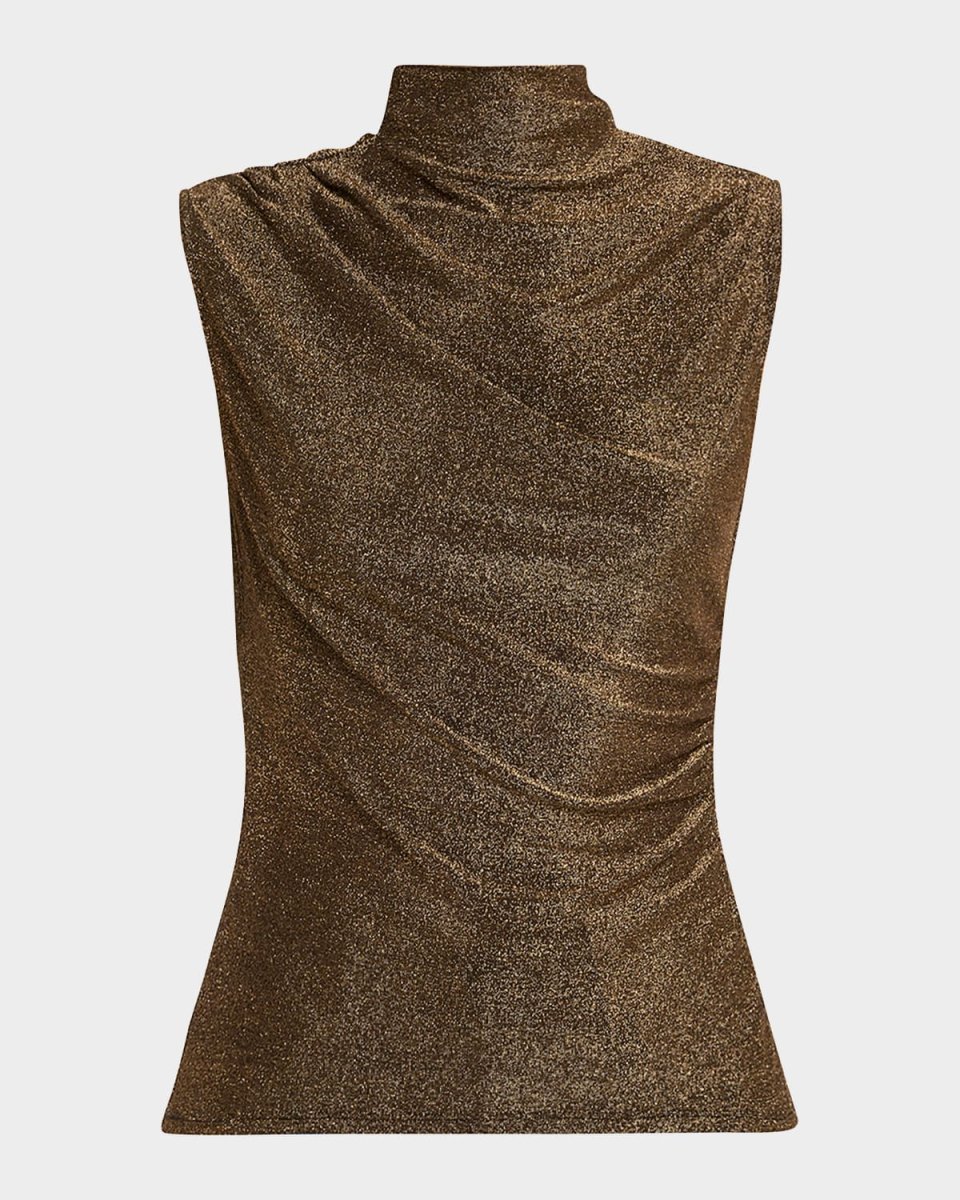 Mylie Metallic Mock-Neck Tank Top